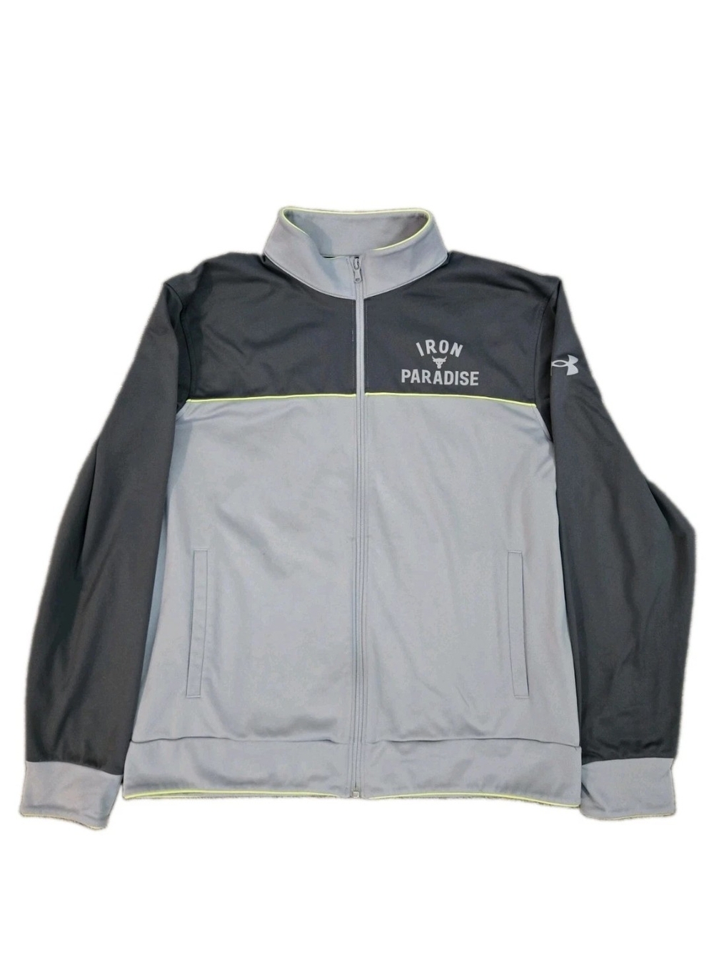 Under Armour Project Rock Iron Paradise Track Jacket XL Grey Discontinued GUC